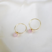 Sarah // Rose Quartz Hoop Earrings