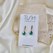 Leah // Green Aventurine Bar Stud Earrings