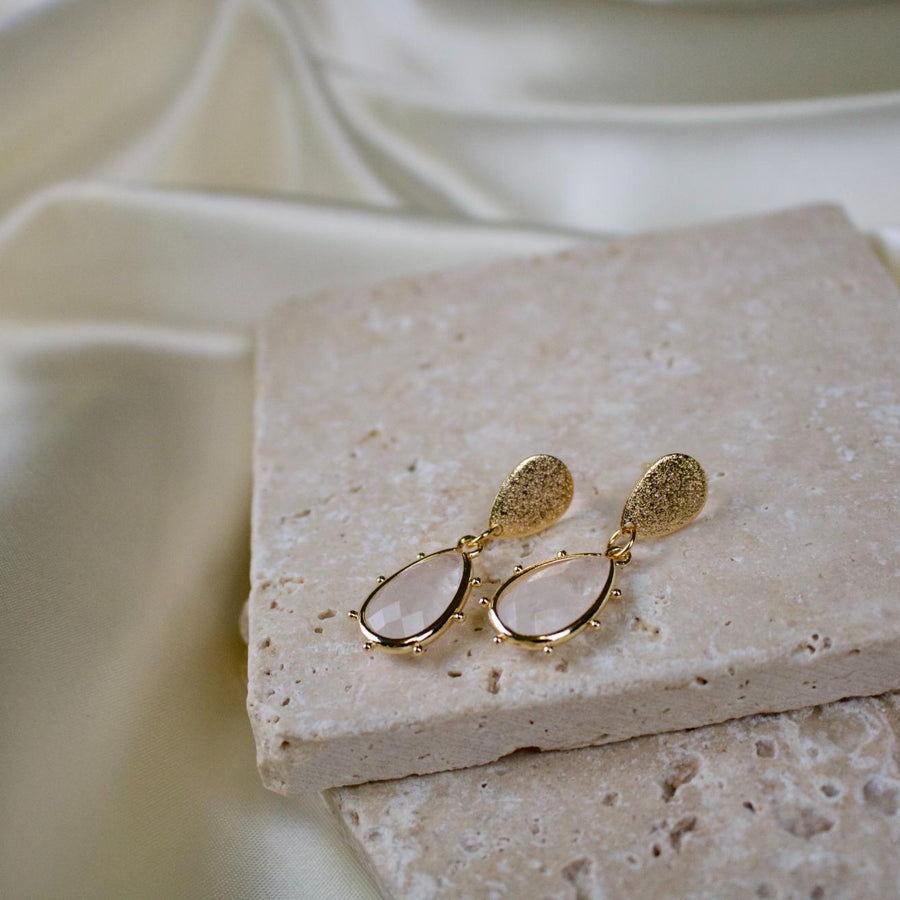 Reina // Clear Quartz Teardrop Earrings