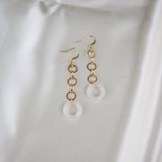 Dua // White Circle Acetate Earrings
