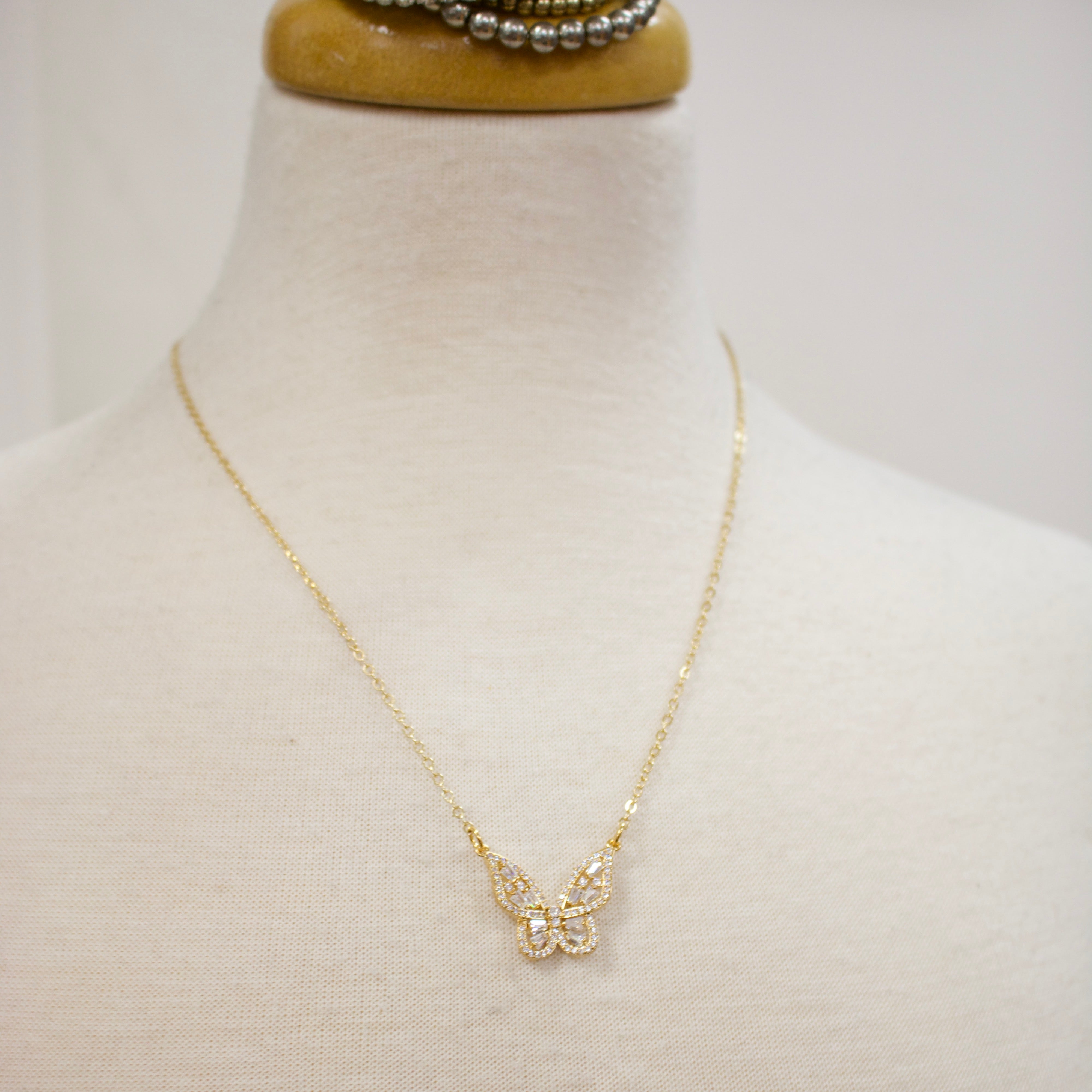 N008 - Rhinestone Butterfly Necklace