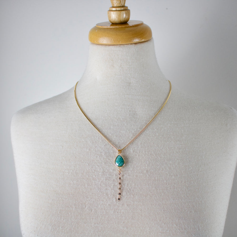 N5 - Amazonite Teardrop Charm Necklace