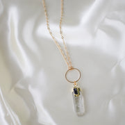 N022 - Clear Quartz Tourmaline Pendant Necklace
