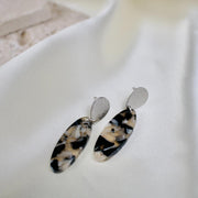 Liza // Oval Acetate Silver Stud Earrings