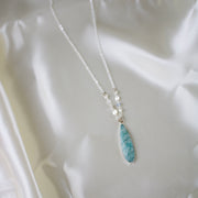 N037 - Silver amazonite pendant necklace