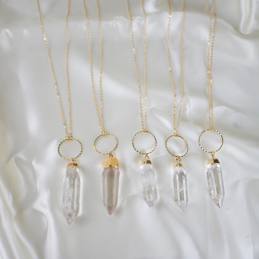 N019 - *imperfect* jumbo clear quartz crystal necklace