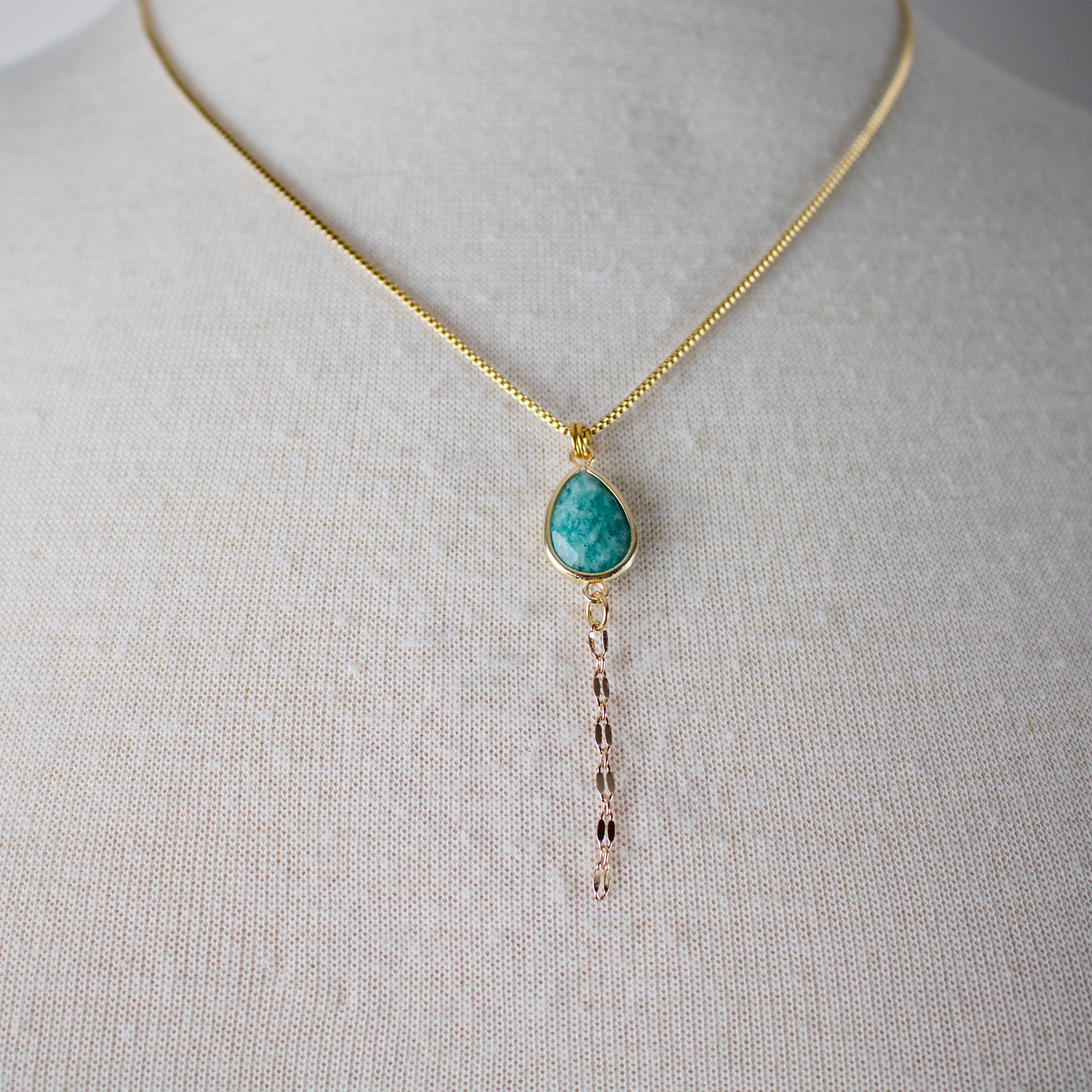 N5 - Amazonite Teardrop Charm Necklace