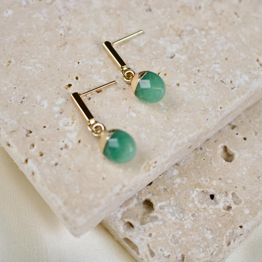 Leah // Green Aventurine Bar Stud Earrings