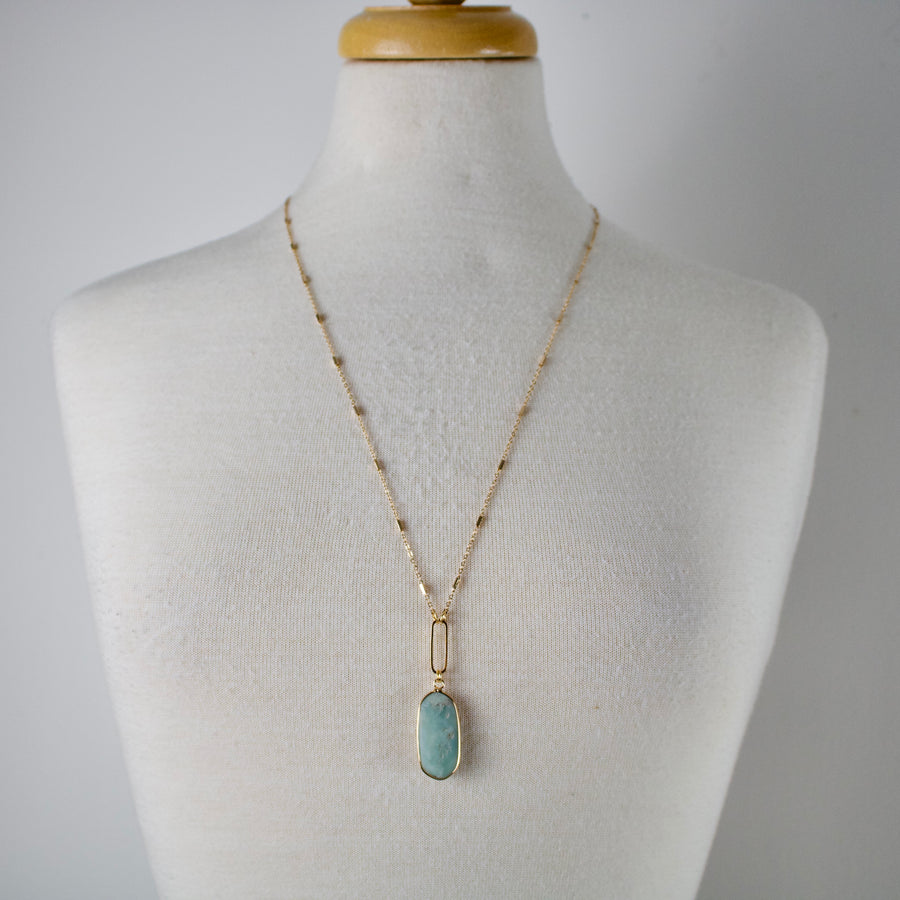 N10 - Oval Amazonite Pendant Necklace