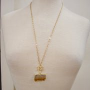 N002 - Citrine slice necklace