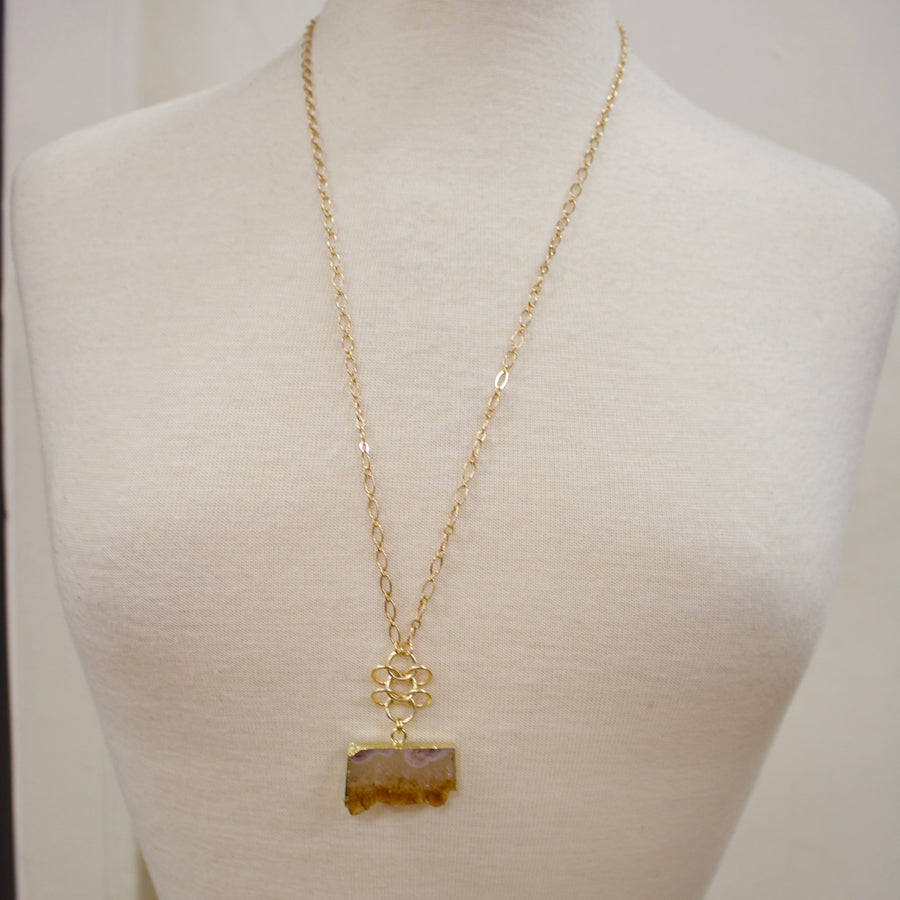 N002 - Citrine slice necklace