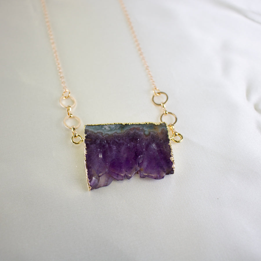 Talia // Amethyst Slice Necklace