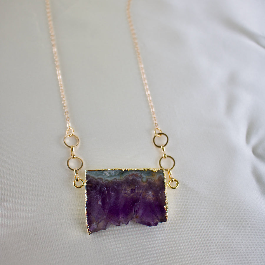 Talia // Amethyst Slice Necklace