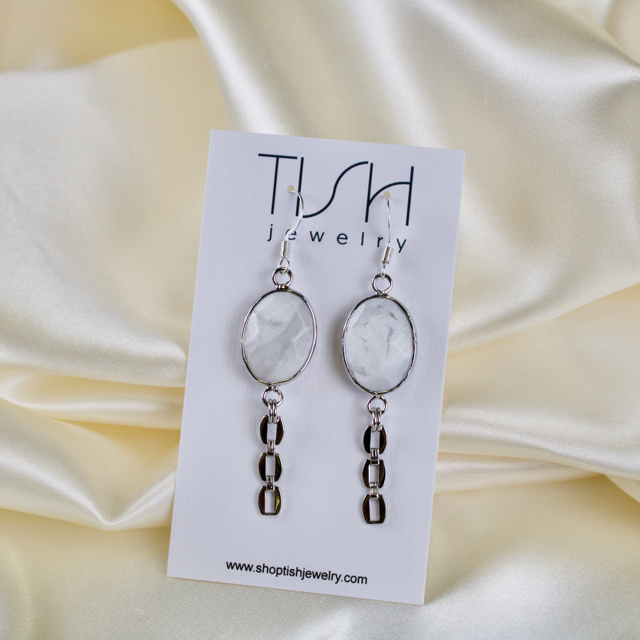 Willow // White Howlite Dangle Earrings