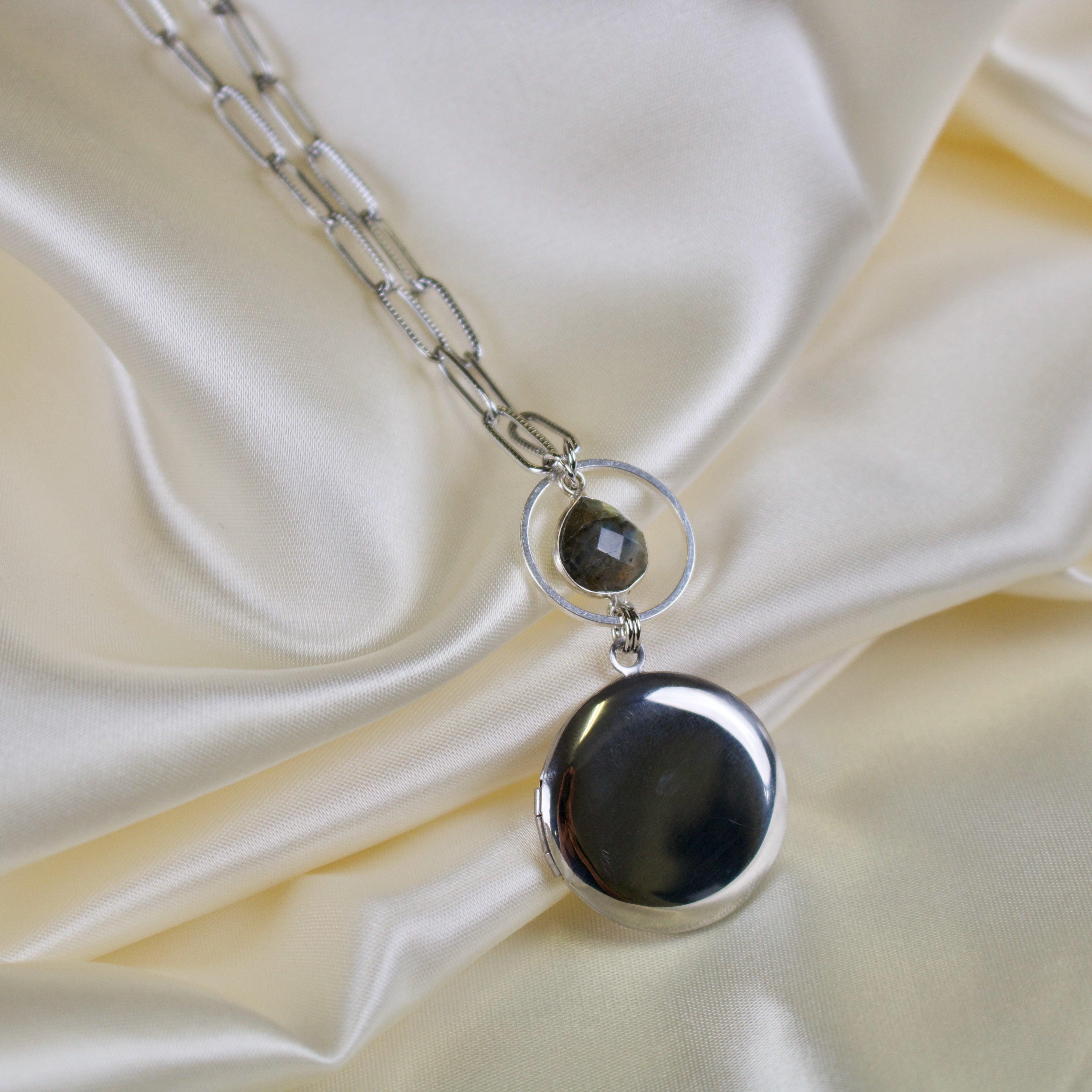 Paloma // Labradorite Locket Necklace