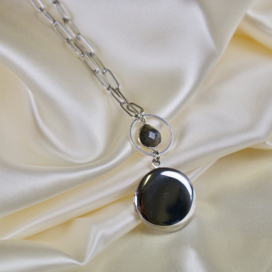 Paloma // Labradorite Locket Necklace