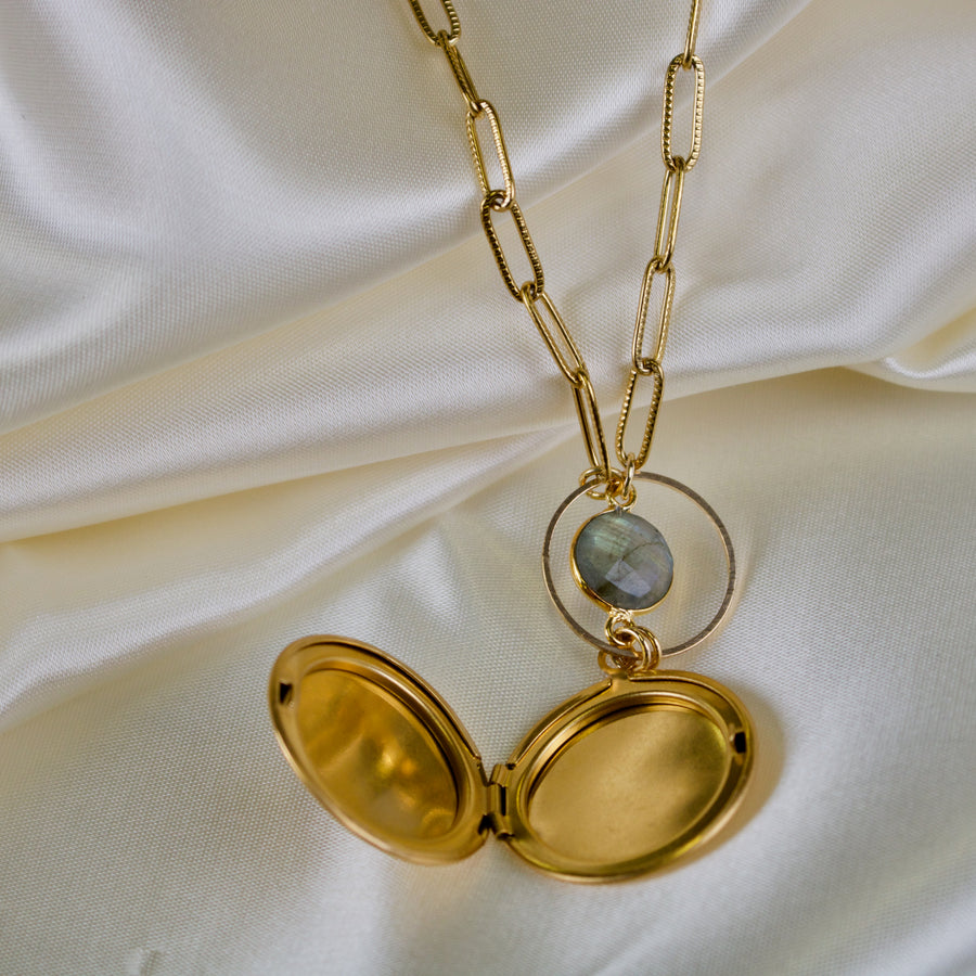 Paloma // Labradorite Locket Necklace