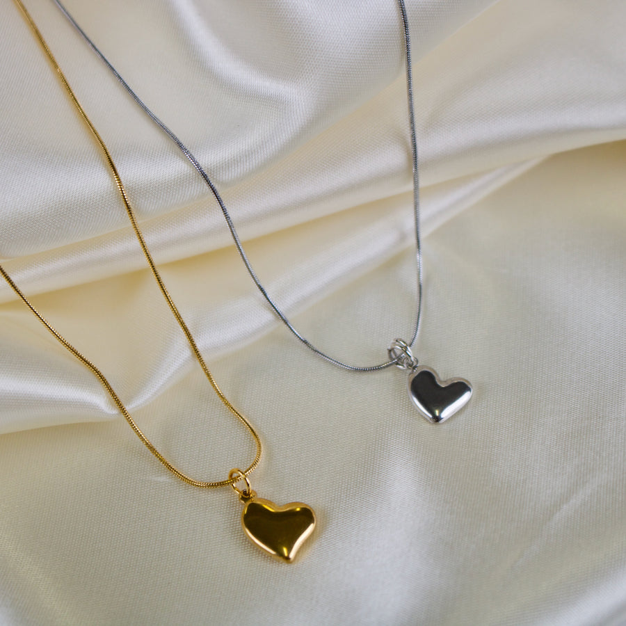 Malia // Puffed Heart Necklace