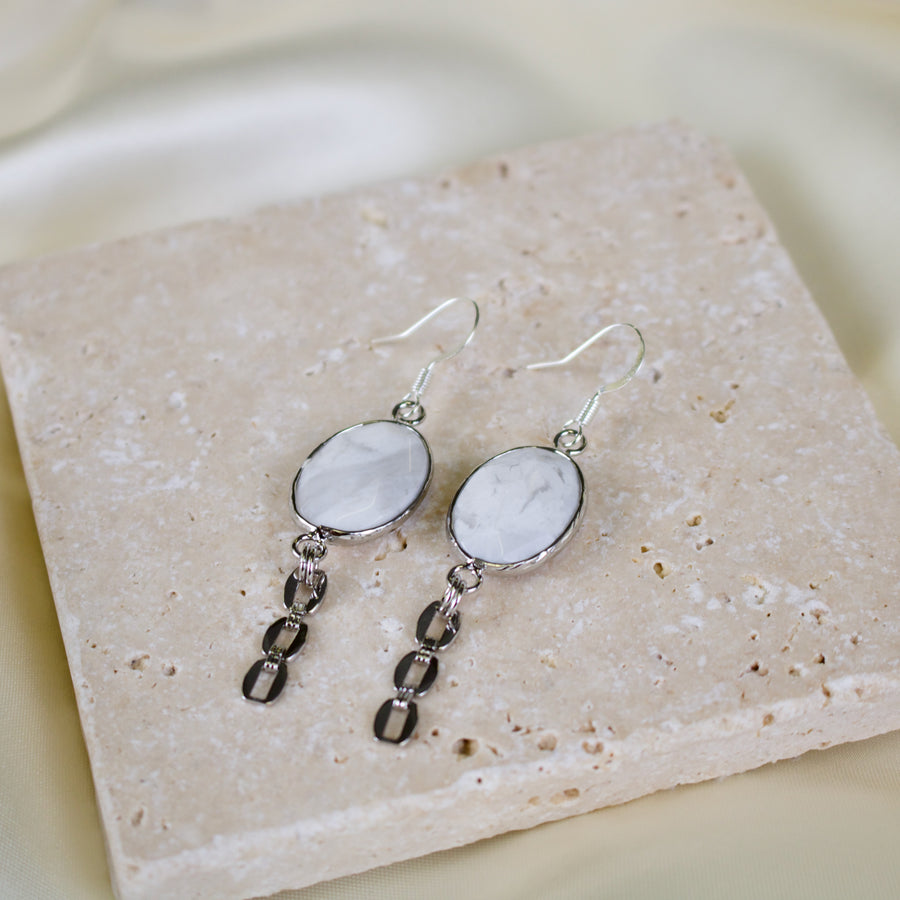 Willow // White Howlite Dangle Earrings