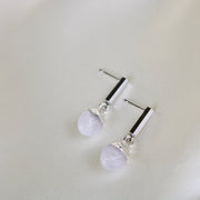 Leah // Silver Clear Quartz Bar Stud Earrings