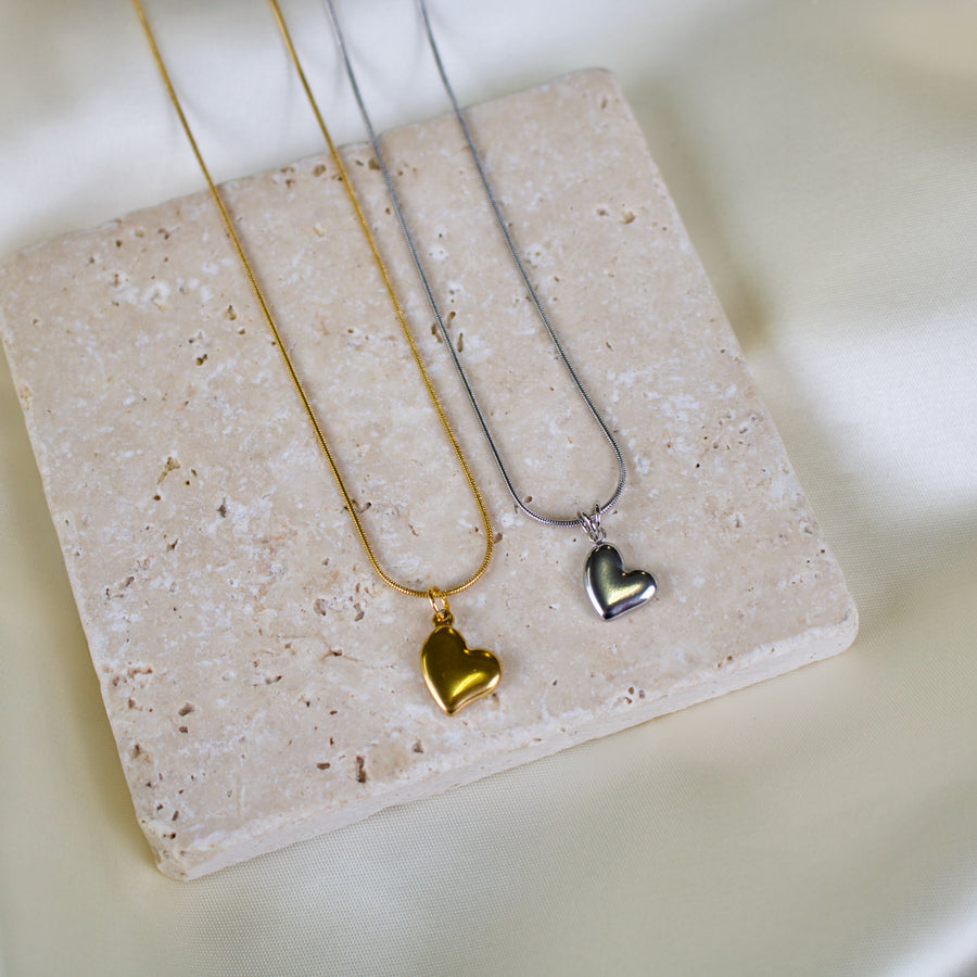 Malia // Puffed Heart Necklace