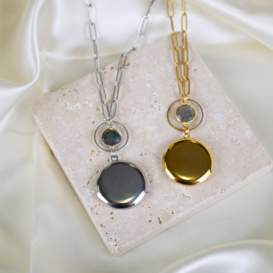 Paloma // Labradorite Locket Necklace
