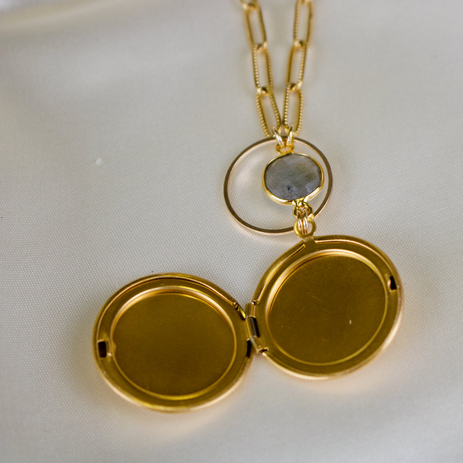 Paloma // Labradorite Locket Necklace