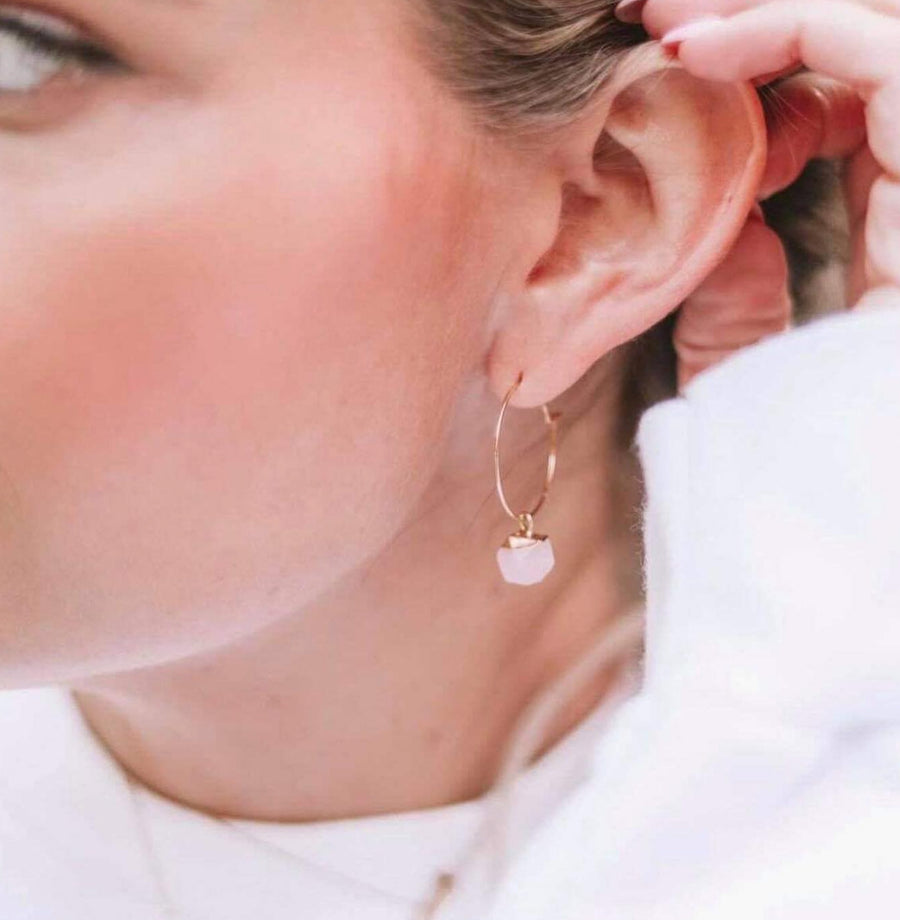 Sarah // Rose Quartz Hoop Earrings