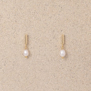 Pearle // Single Pearl Bar Stud Earrings