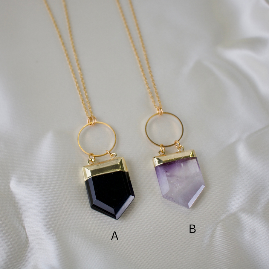 N015 - Gold Shield pendant necklace