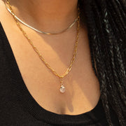 Royce // Paperclip Chain & Quartz Charm Necklace