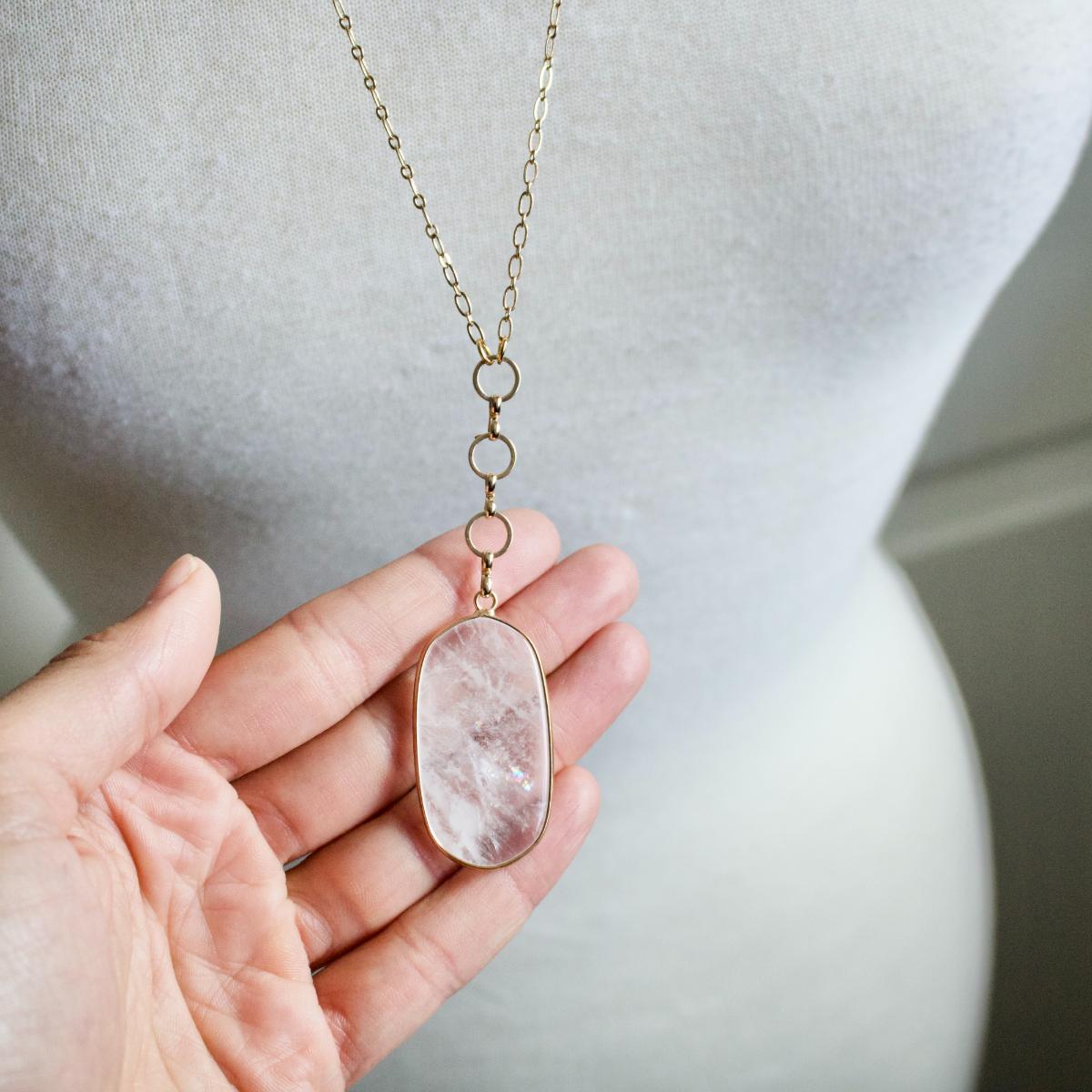 Just Breathe - Clear Quartz and Gold Filled Necklace – Felicity Jewelry  Designs