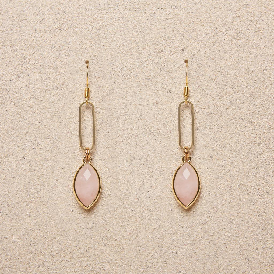 Evette // Gold Rose Quartz Earrings