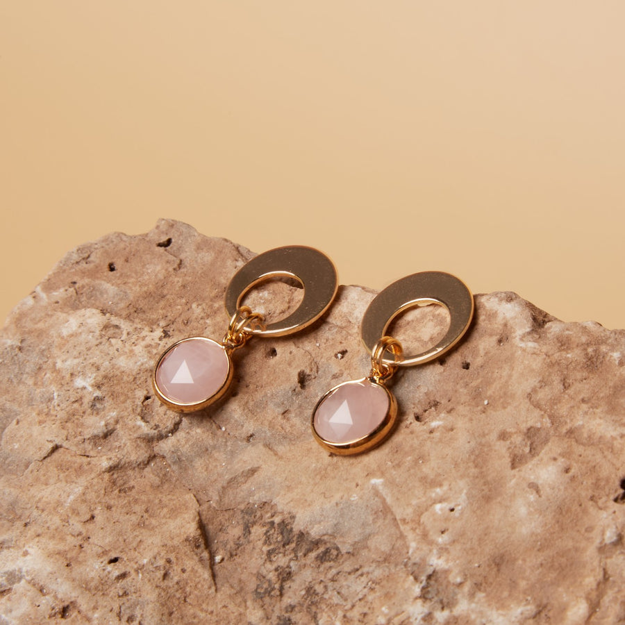 Eclipse // Rose Quartz Earrings
