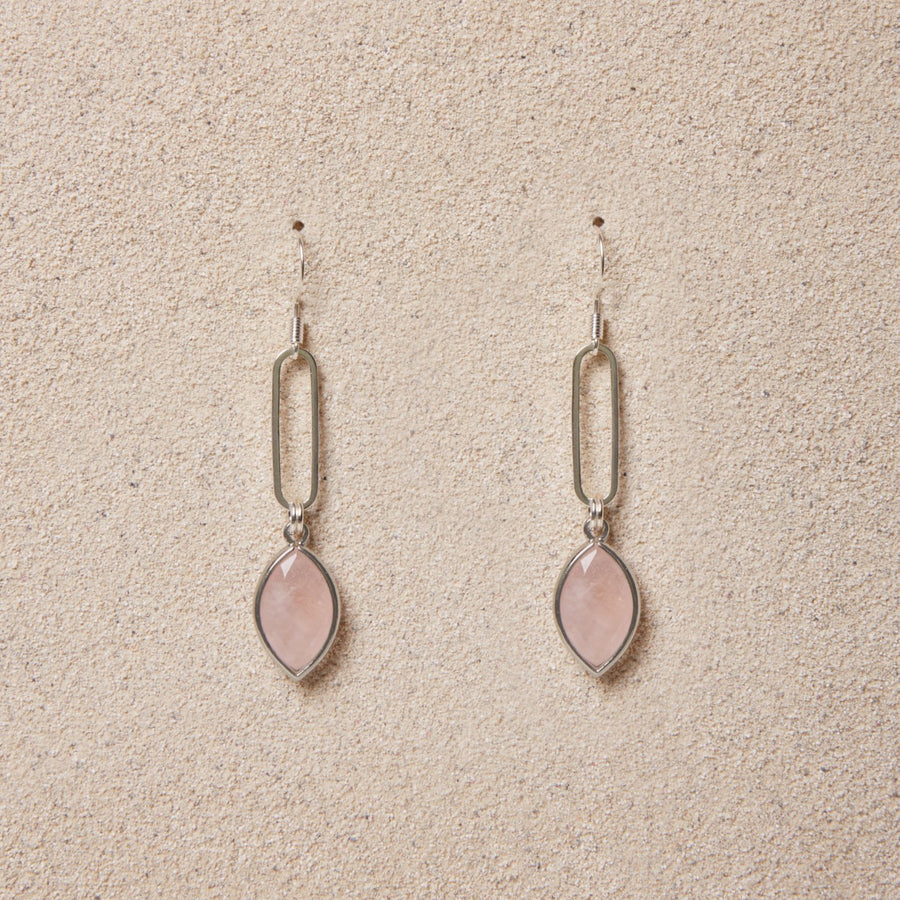 Evette // Silver Rose Quartz Earrings