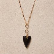 Serena // Black Agate Heart Necklace