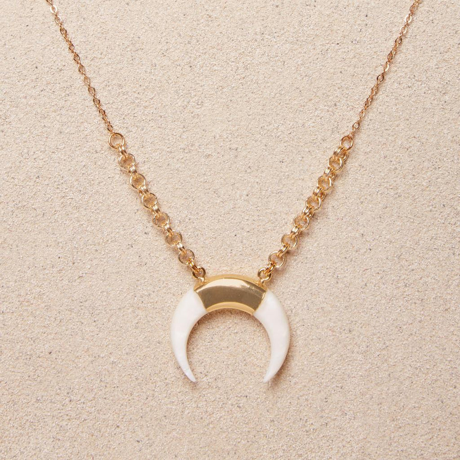 Devin // White Shell Crescent Necklace