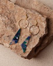 Liv // Blue Green Triangle Earrings