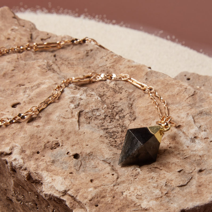 Holly // Black Agate Pyramid Necklace
