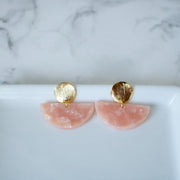 Farrah // Pink & Gold Stud Earrings